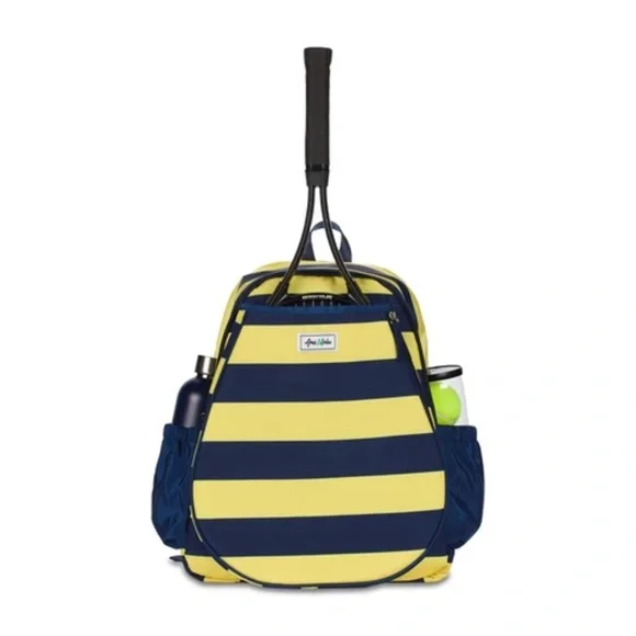Amelia John Blue and Yellow Striped Backpack - Picture 3 of 4